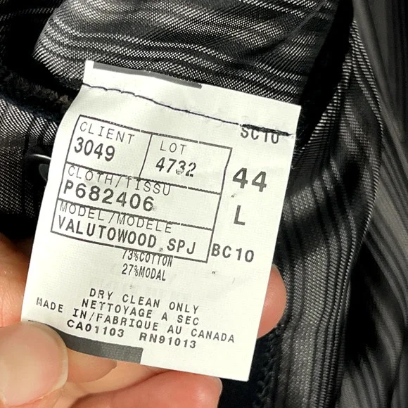 Jack Victor Prossimo Velvet Blazer Sport Coat Mens 44L Black Stripe Cotton Modal